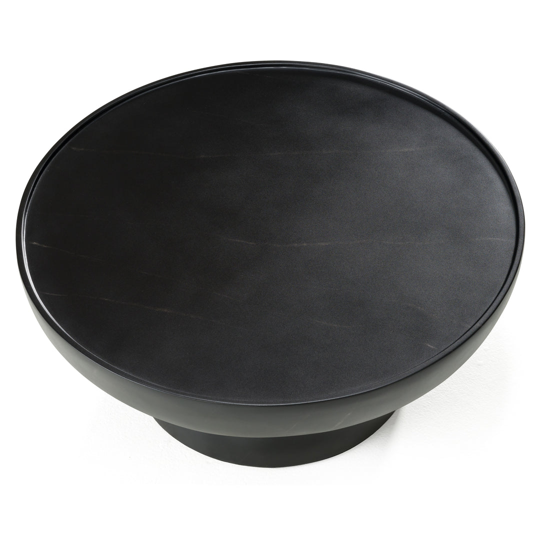 Akron - Modern Black & White Faux Marble Round Coffee Table