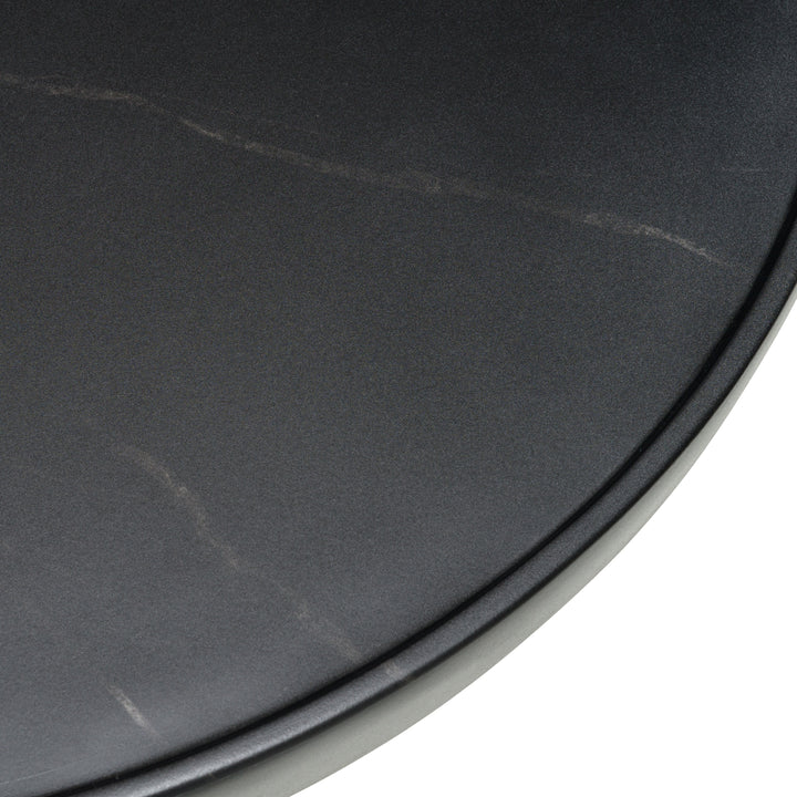 Akron - Modern Black &amp; White Faux Marble Round Coffee Table