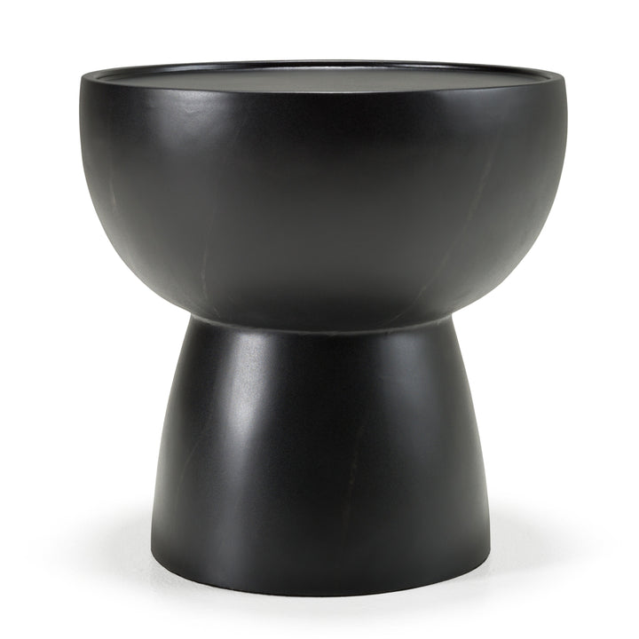 Akron - Modern Black &amp; White Faux Marble Round End Table