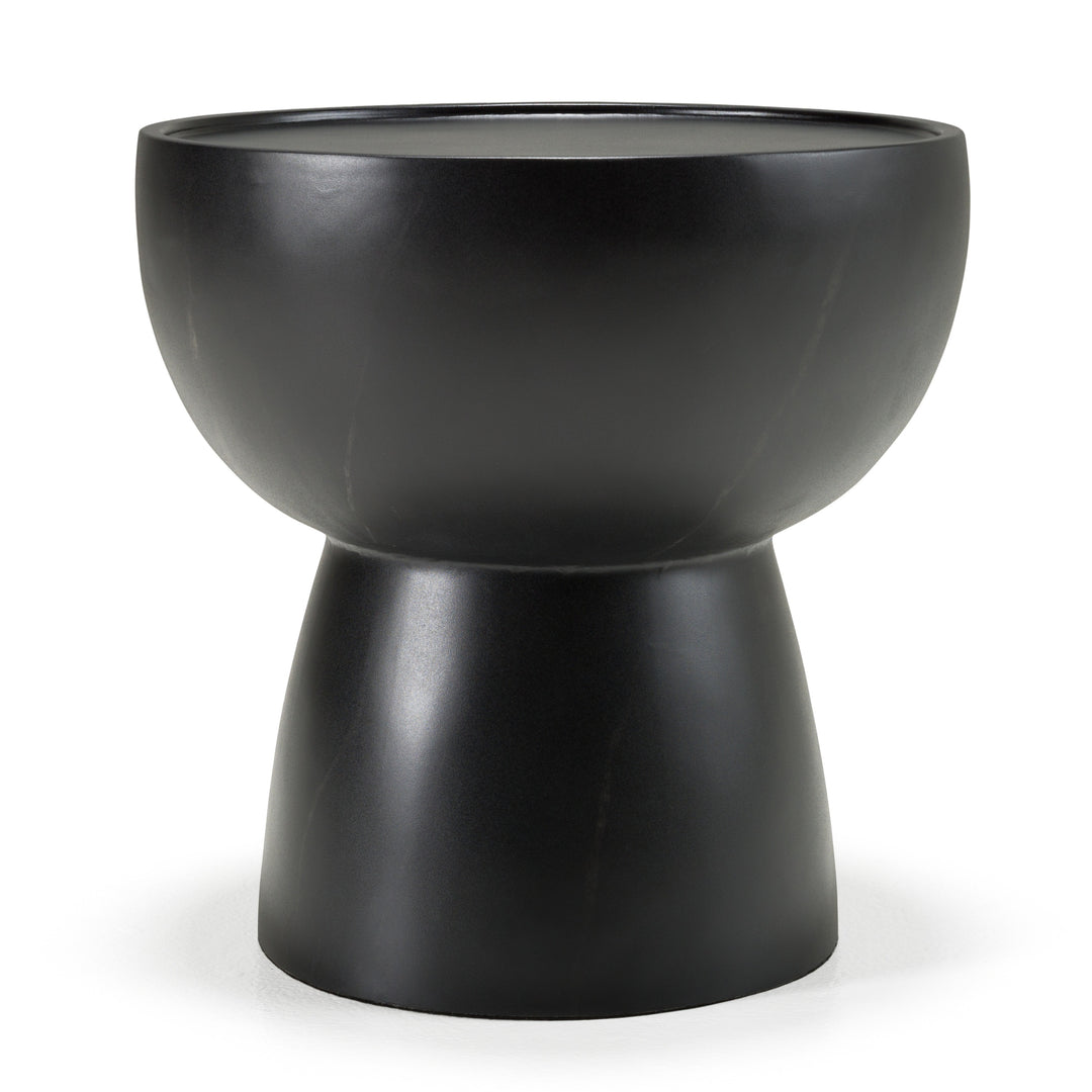 Akron - Modern Black & White Faux Marble Round End Table