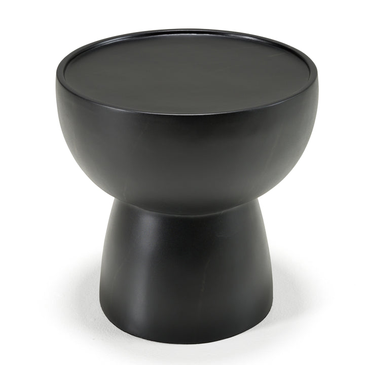 Akron - Modern Black &amp; White Faux Marble Round End Table