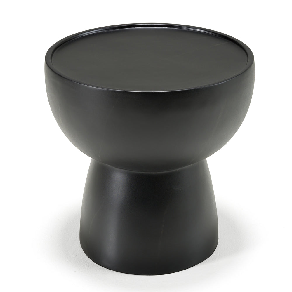Akron - Modern Black & White Faux Marble Round End Table - View 2