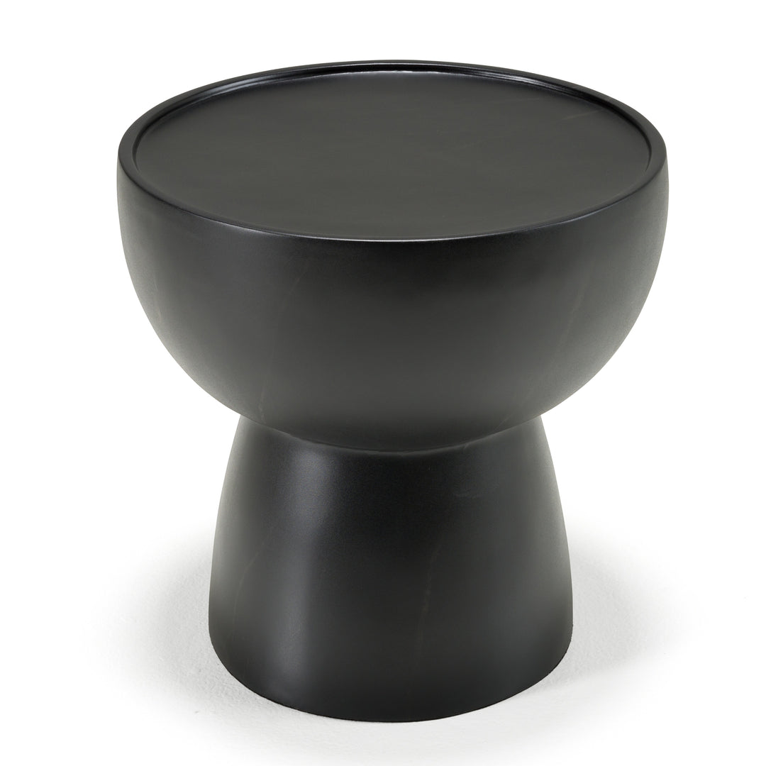 Akron - Modern Black & White Faux Marble Round End Table