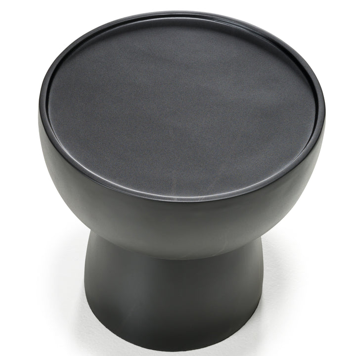 Akron - Modern Black &amp; White Faux Marble Round End Table