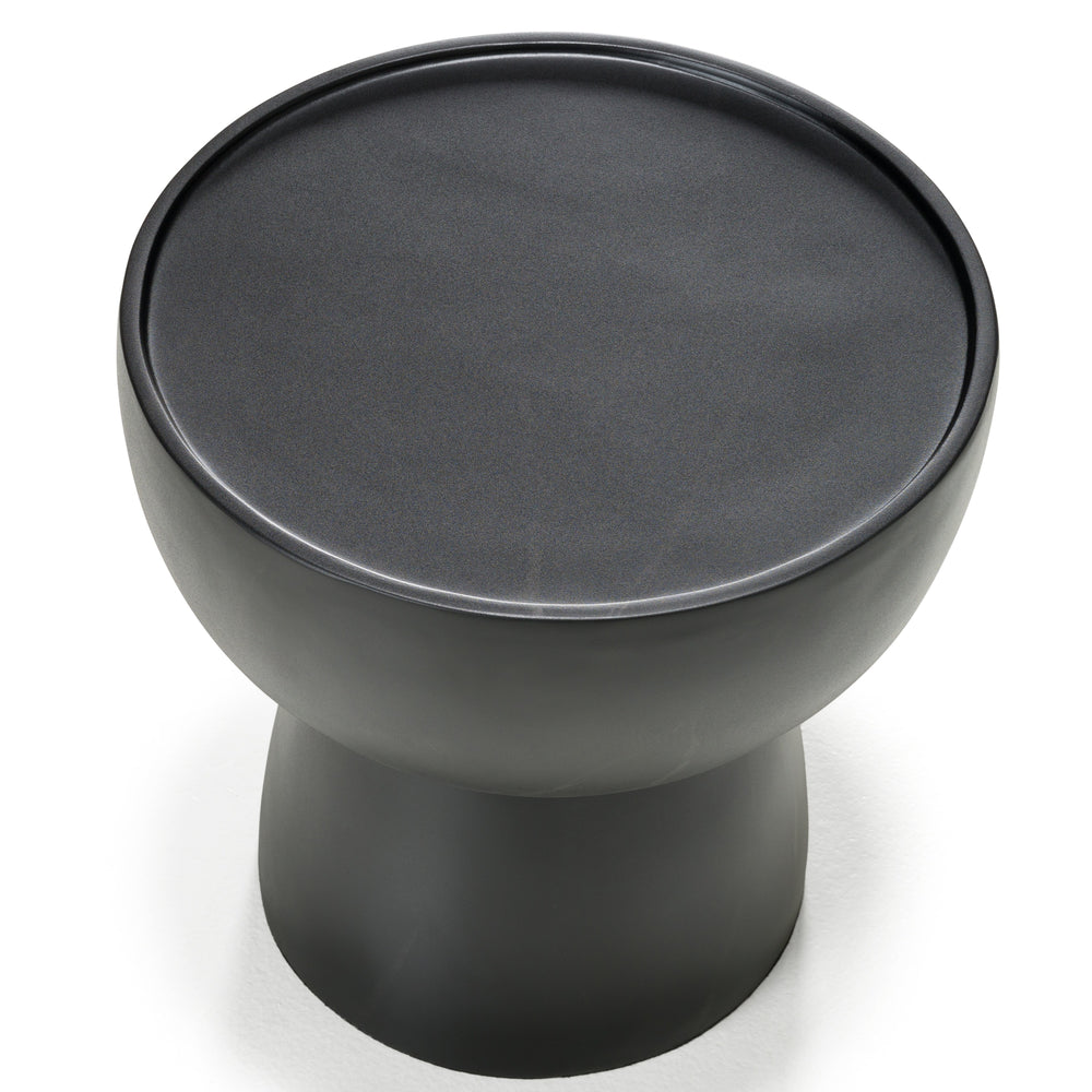 Akron - Modern Black & White Faux Marble Round End Table - View 3