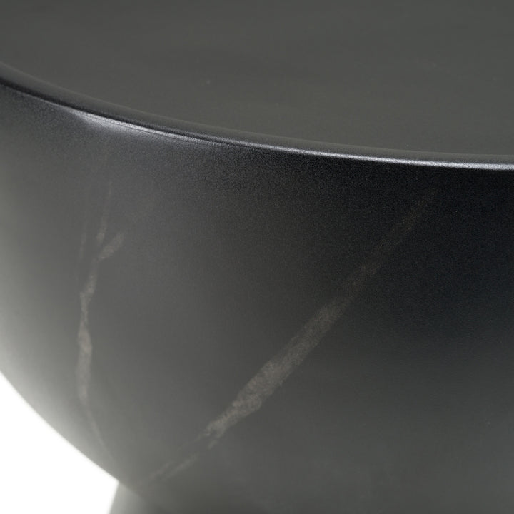 Akron - Modern Black &amp; White Faux Marble Round End Table