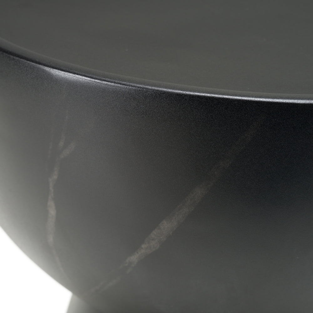Akron - Modern Black & White Faux Marble Round End Table - View 4