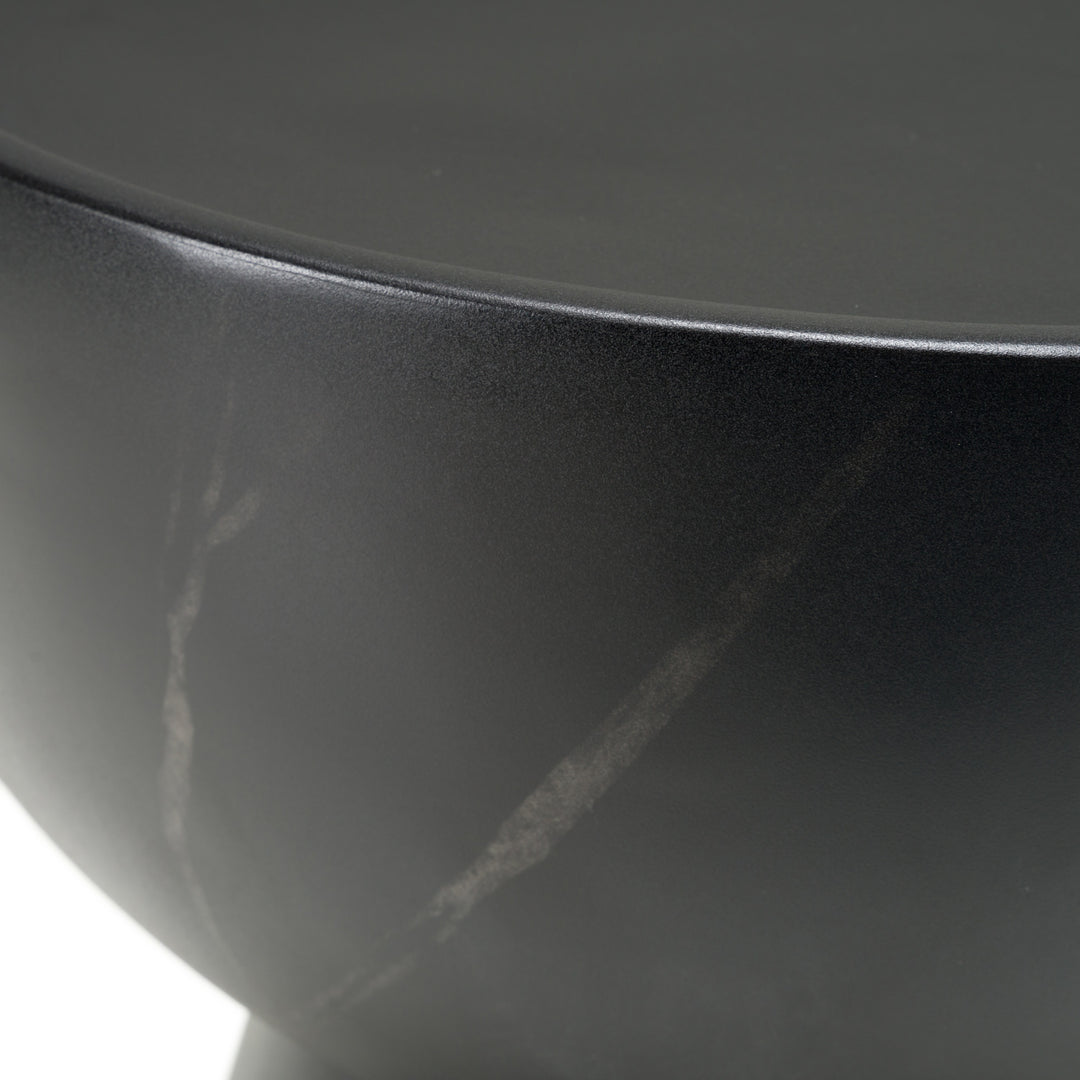 Akron - Modern Black & White Faux Marble Round End Table