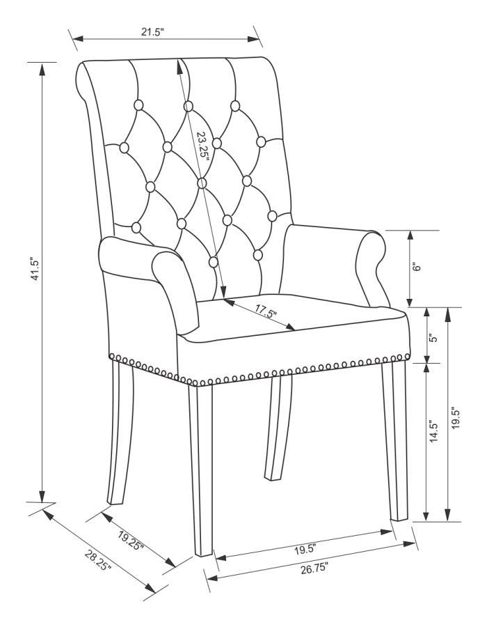 Alana - Velvet Upholstered Dining Arm Chair - Brown Arm Chair modern furniture Contempo Furniture