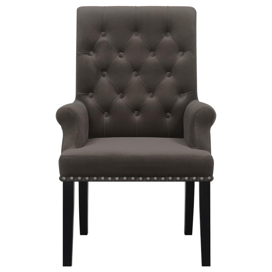 Alana - Velvet Upholstered Dining Arm Chair - Brown Arm Chair modern furniture Contempo Furniture