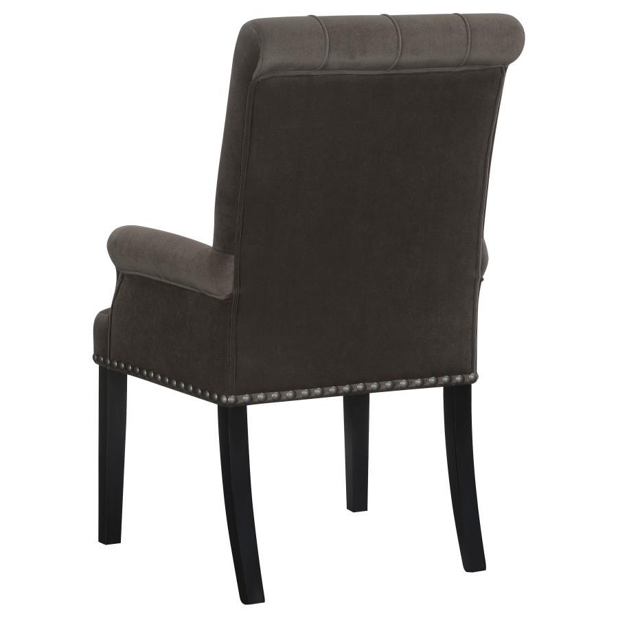 Alana - Velvet Upholstered Dining Arm Chair - Brown Arm Chair modern furniture Contempo Furniture