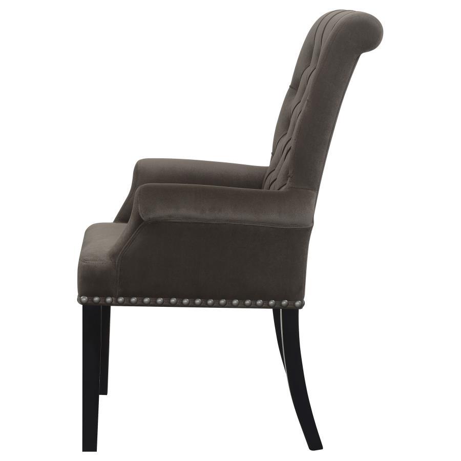 Alana - Velvet Upholstered Dining Arm Chair - Brown Arm Chair modern furniture Contempo Furniture