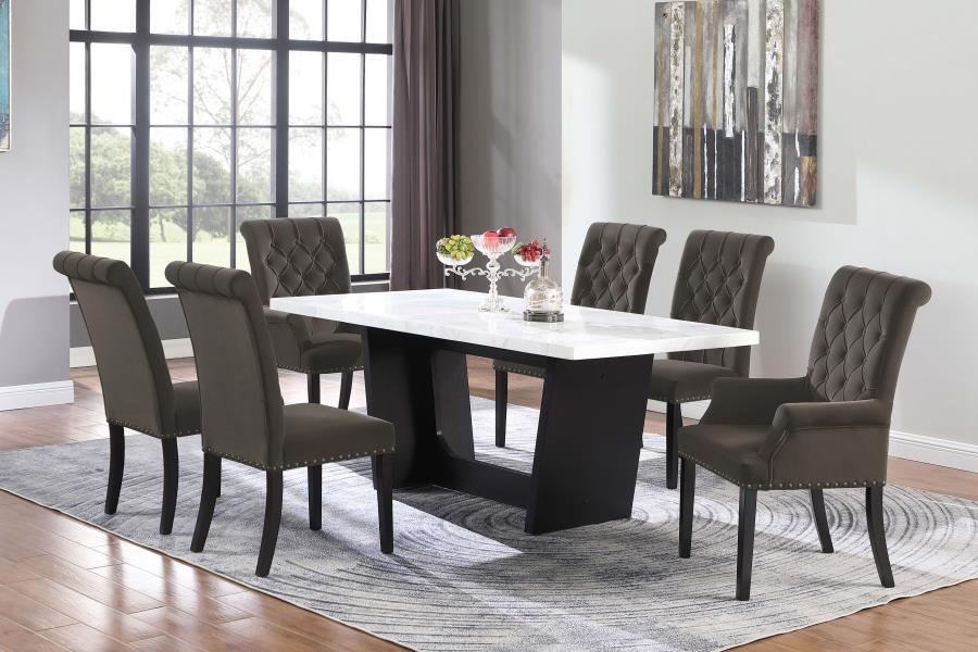 Alana - Velvet Upholstered Dining Arm Chair - Brown Arm Chair modern furniture Contempo Furniture