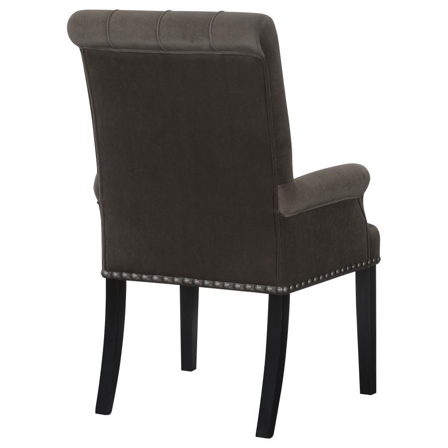 Alana - Velvet Upholstered Dining Arm Chair - Brown Arm Chair modern furniture Contempo Furniture