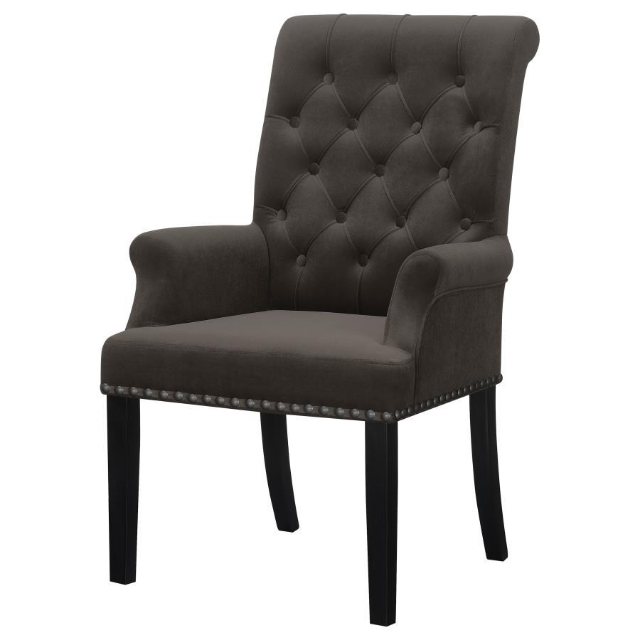 Alana - Velvet Upholstered Dining Arm Chair - Brown Arm Chair modern furniture Contempo Furniture