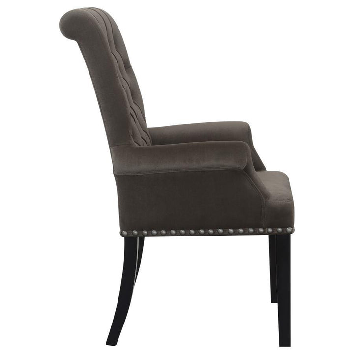 Alana - Velvet Upholstered Dining Arm Chair - Brown Arm Chair modern furniture Contempo Furniture