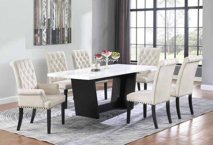 Alana - Velvet Upholstered Dining Arm Chair - Sand Arm Chair modern furniture Contempo Furniture