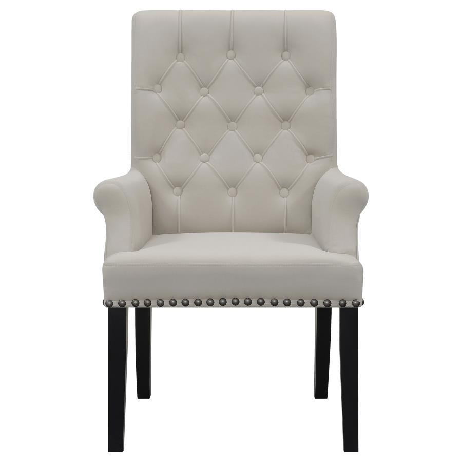 Alana - Velvet Upholstered Dining Arm Chair - Sand Arm Chair modern furniture Contempo Furniture