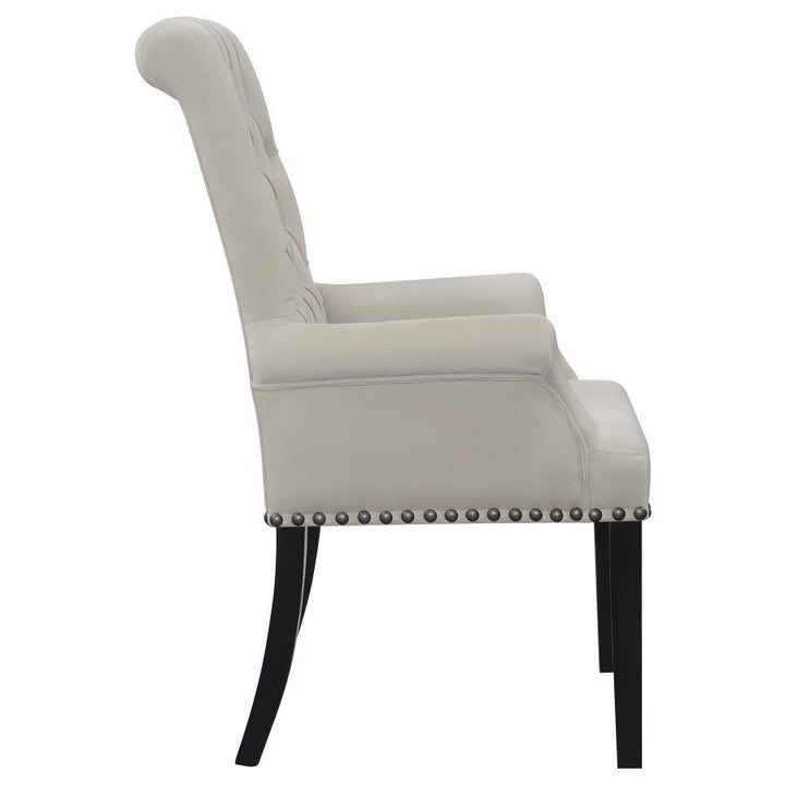Alana - Velvet Upholstered Dining Arm Chair - Sand Arm Chair modern furniture Contempo Furniture