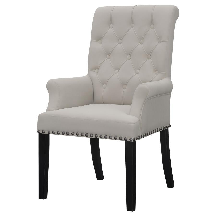 Alana - Velvet Upholstered Dining Arm Chair - Sand Arm Chair modern furniture Contempo Furniture