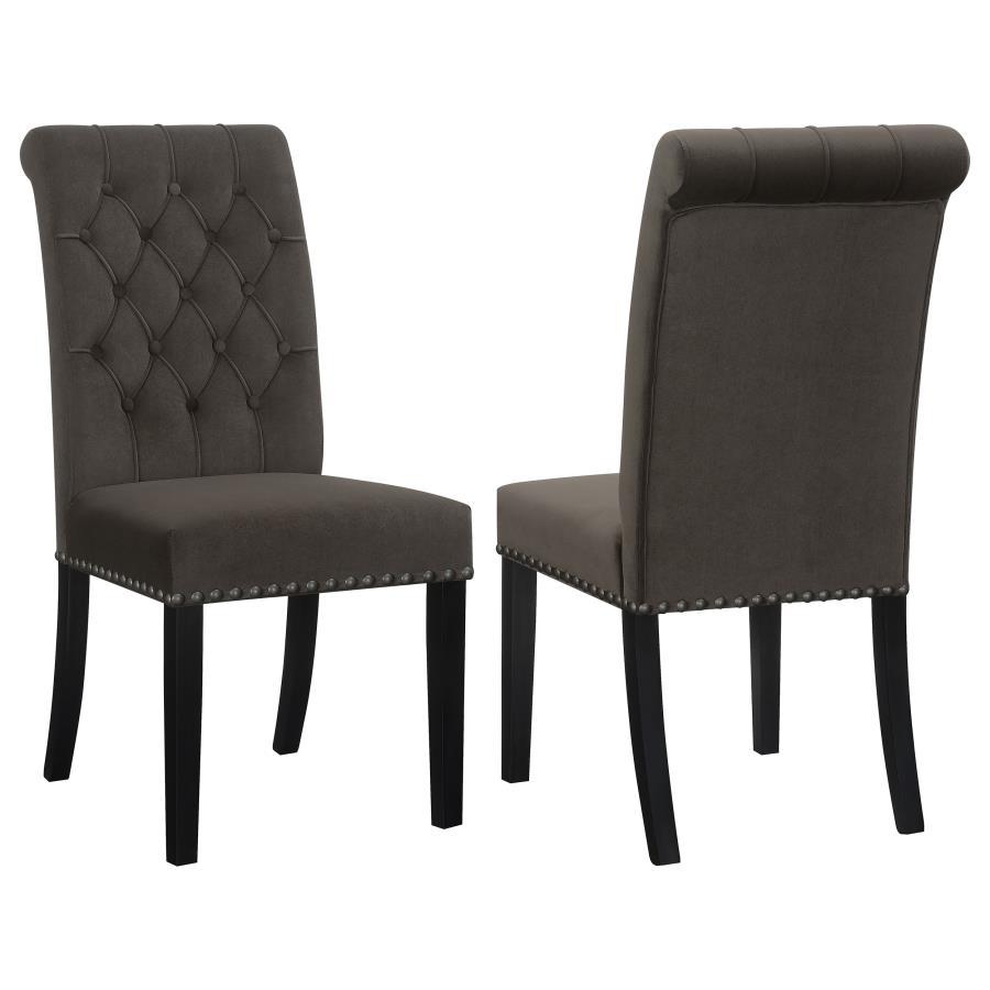 Alana - Velvet Upholstered Dining Side Chair (Set of 2) - Brown Chair Set modern furniture Contempo Furniture