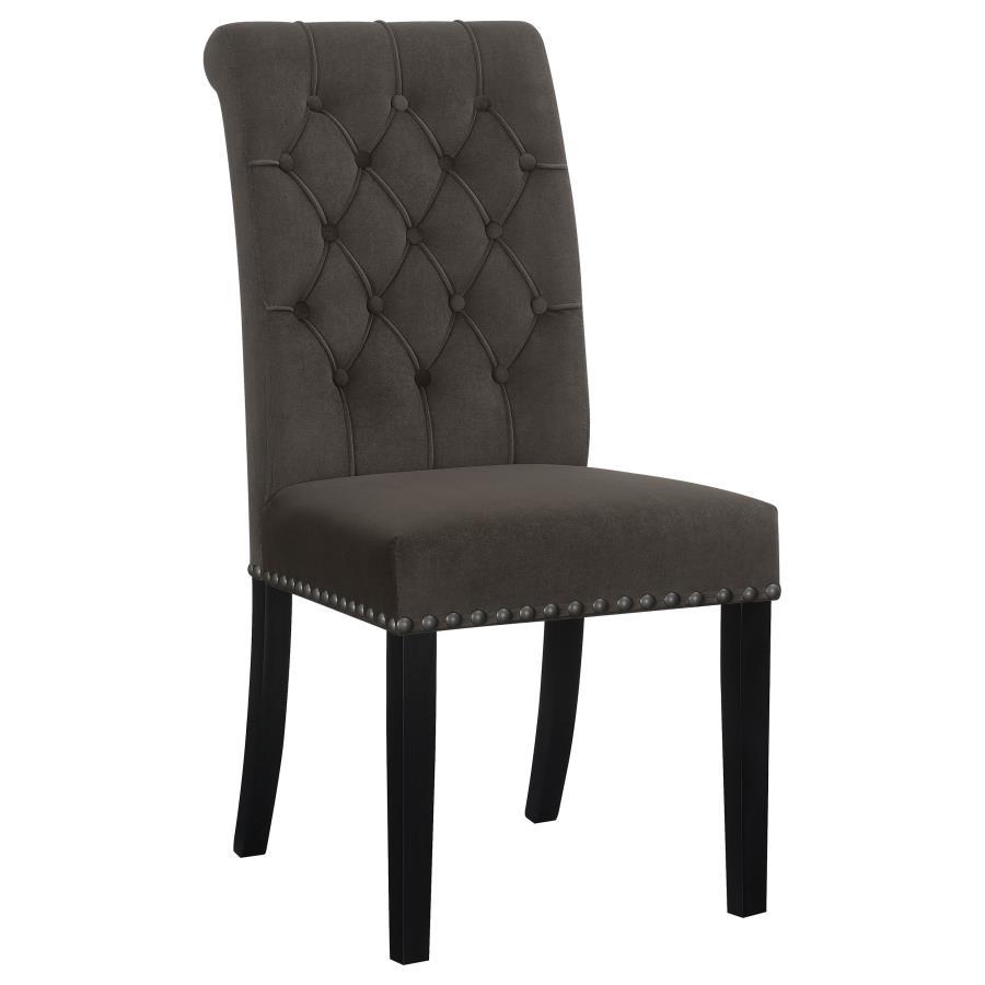 Alana - Velvet Upholstered Dining Side Chair (Set of 2) - Brown Chair Set modern furniture Contempo Furniture