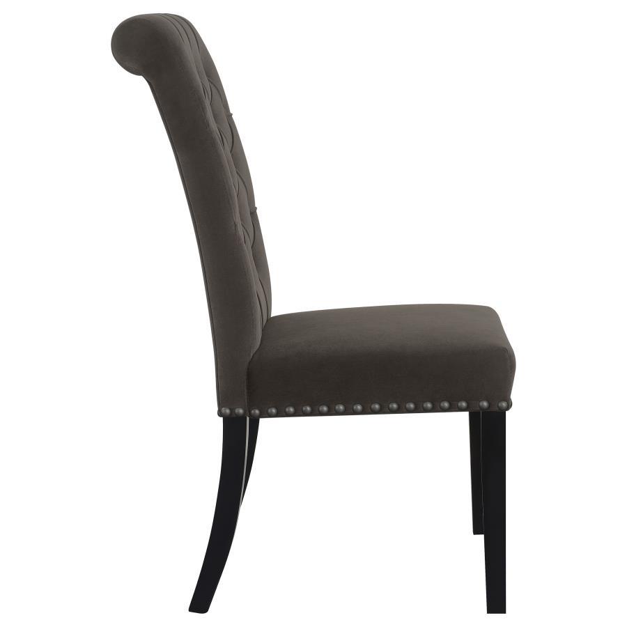 Alana - Velvet Upholstered Dining Side Chair (Set of 2) - Brown Chair Set modern furniture Contempo Furniture
