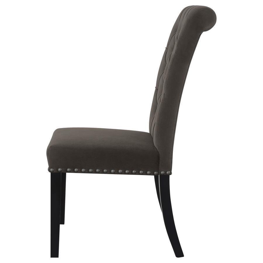 Alana - Velvet Upholstered Dining Side Chair (Set of 2) - Brown Chair Set modern furniture Contempo Furniture