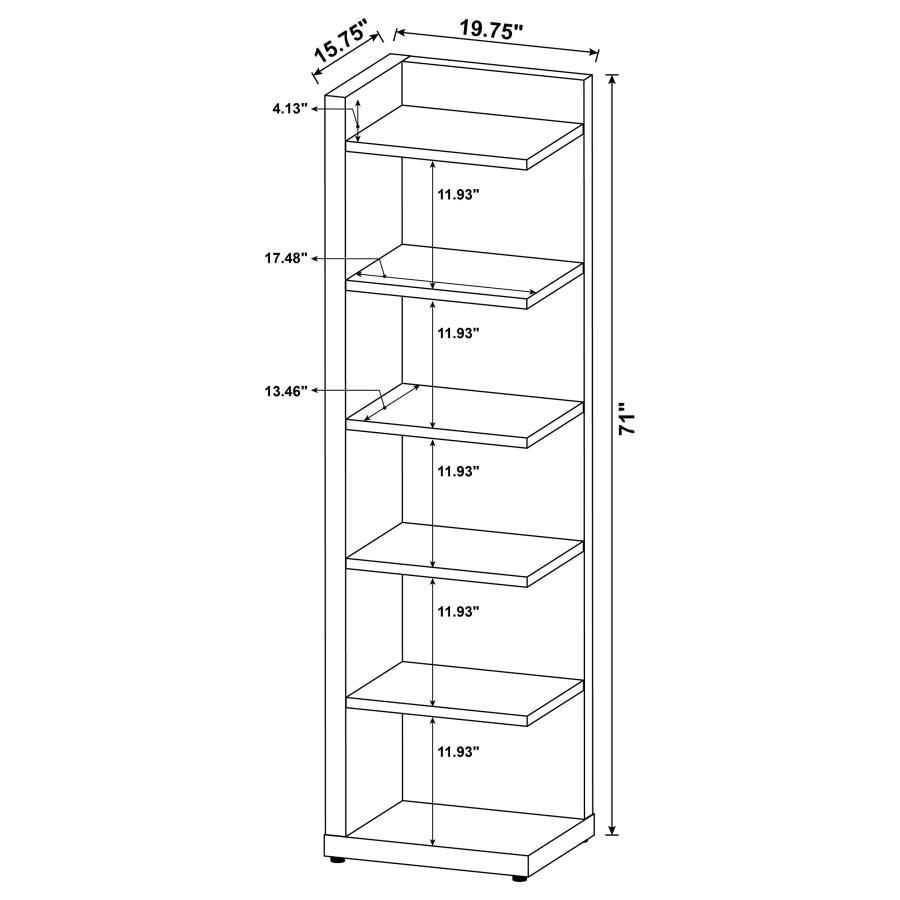 Alder - 6 - Shelf Corner Bookcase - Cappuccino Standard Bookcase modern furniture Contempo Furniture