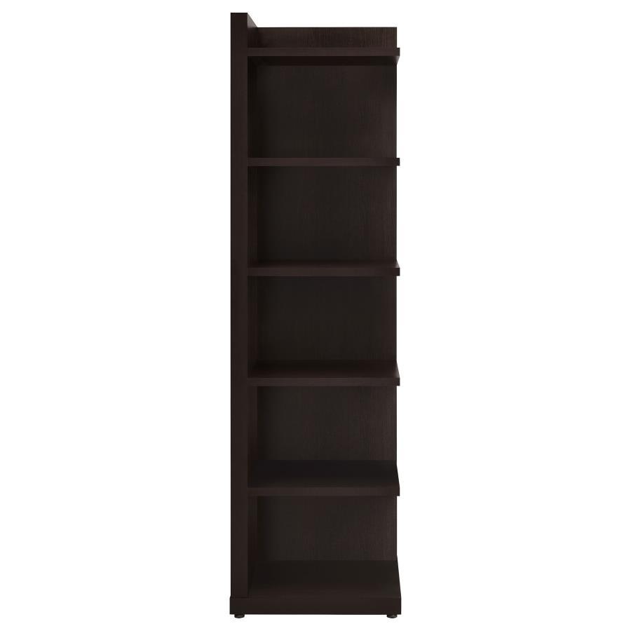 Alder - 6 - Shelf Corner Bookcase - Cappuccino Standard Bookcase modern furniture Contempo Furniture