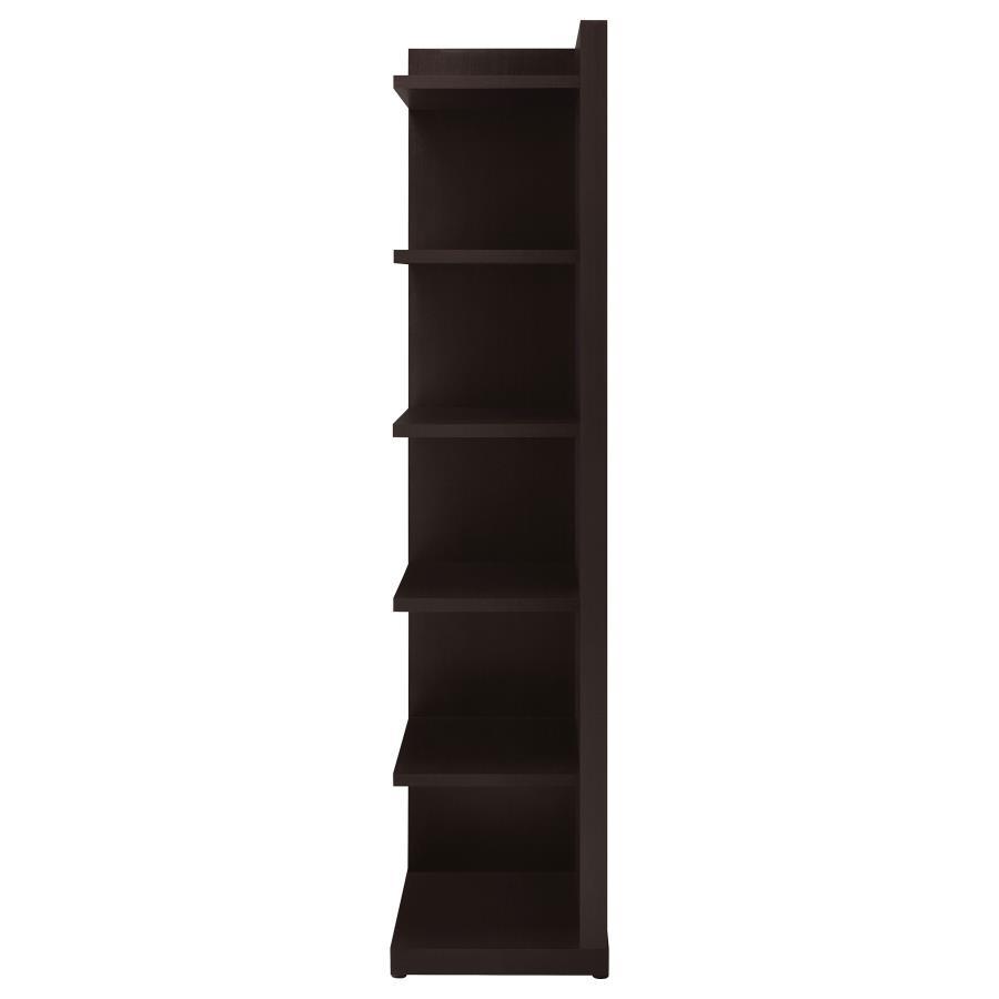 Alder - 6 - Shelf Corner Bookcase - Cappuccino Standard Bookcase modern furniture Contempo Furniture