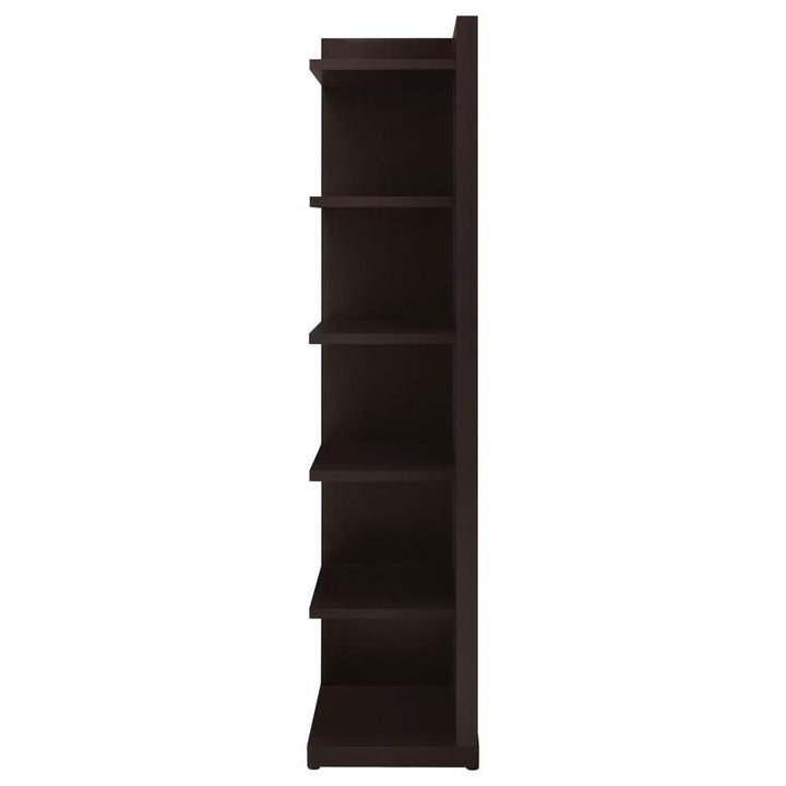 Alder - 6 - Shelf Corner Bookcase - Cappuccino Standard Bookcase modern furniture Contempo Furniture