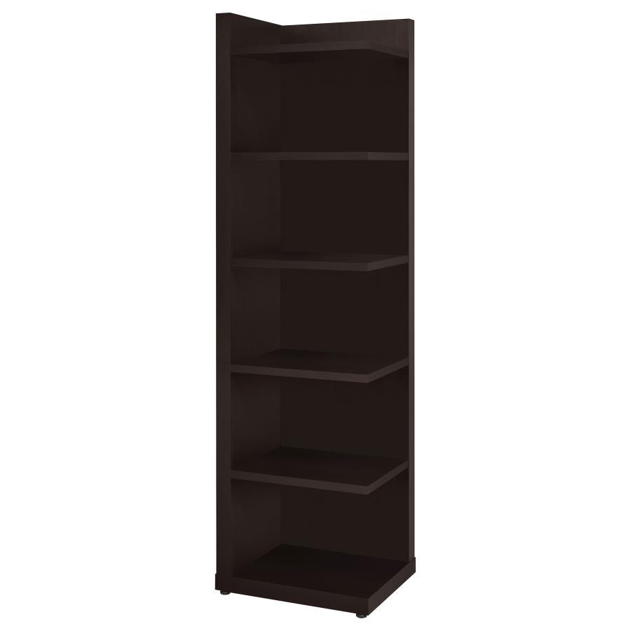 Alder - 6 - Shelf Corner Bookcase - Cappuccino Standard Bookcase modern furniture Contempo Furniture