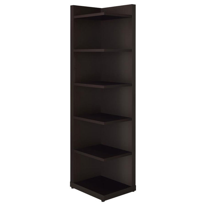 Alder - 6 - Shelf Corner Bookcase - Cappuccino Standard Bookcase modern furniture Contempo Furniture