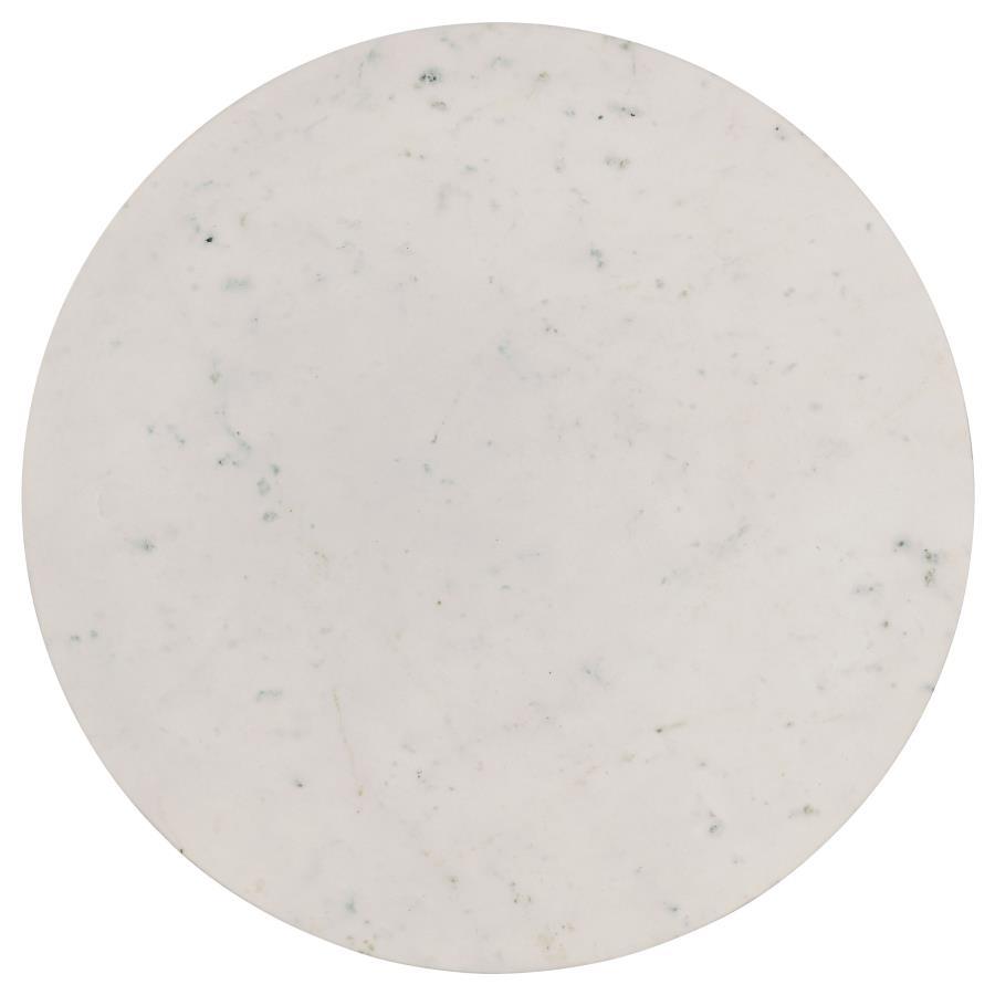 Aldis - Round Marble Top Coffee Table - White And Natural Coffee Table modern furniture Contempo Furniture