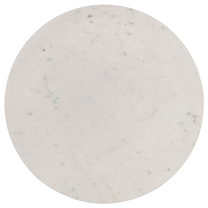 Aldis - Round Marble Top Coffee Table - White And Natural Coffee Table modern furniture Contempo Furniture