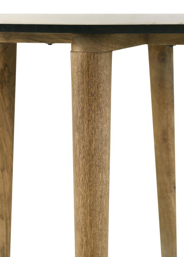 Aldis - Round Marble Top Coffee Table - White And Natural Coffee Table modern furniture Contempo Furniture