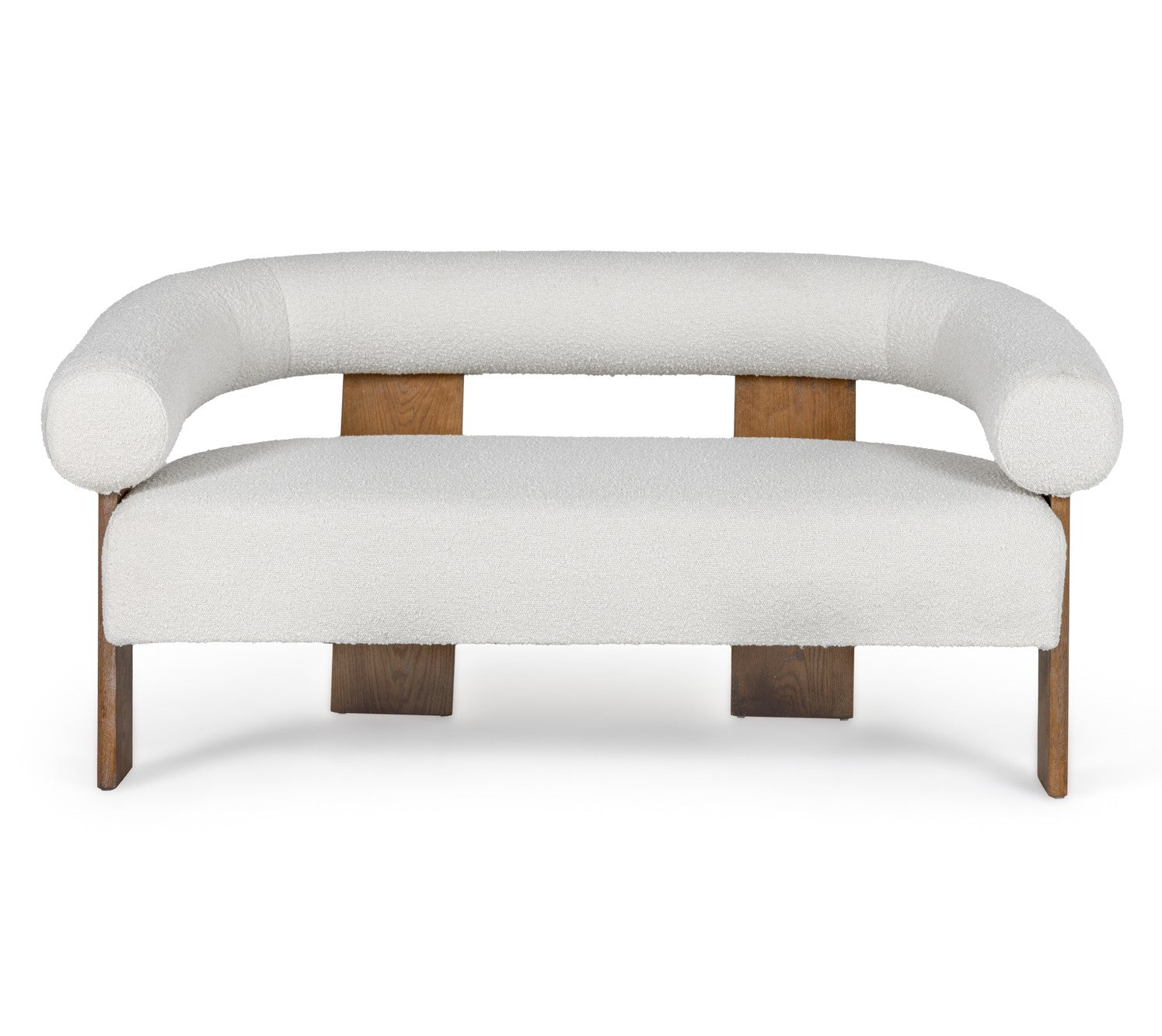 Aledo - Modern Off-White Fabric  Oak Loveseat
