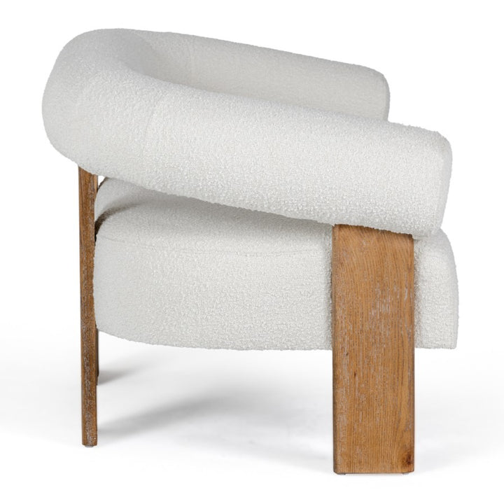 Aledo - Modern Off-White Fabric + Oak Loveseat