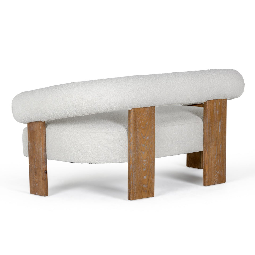 Aledo  Modern OffWhite Fabric + Oak Loveseat