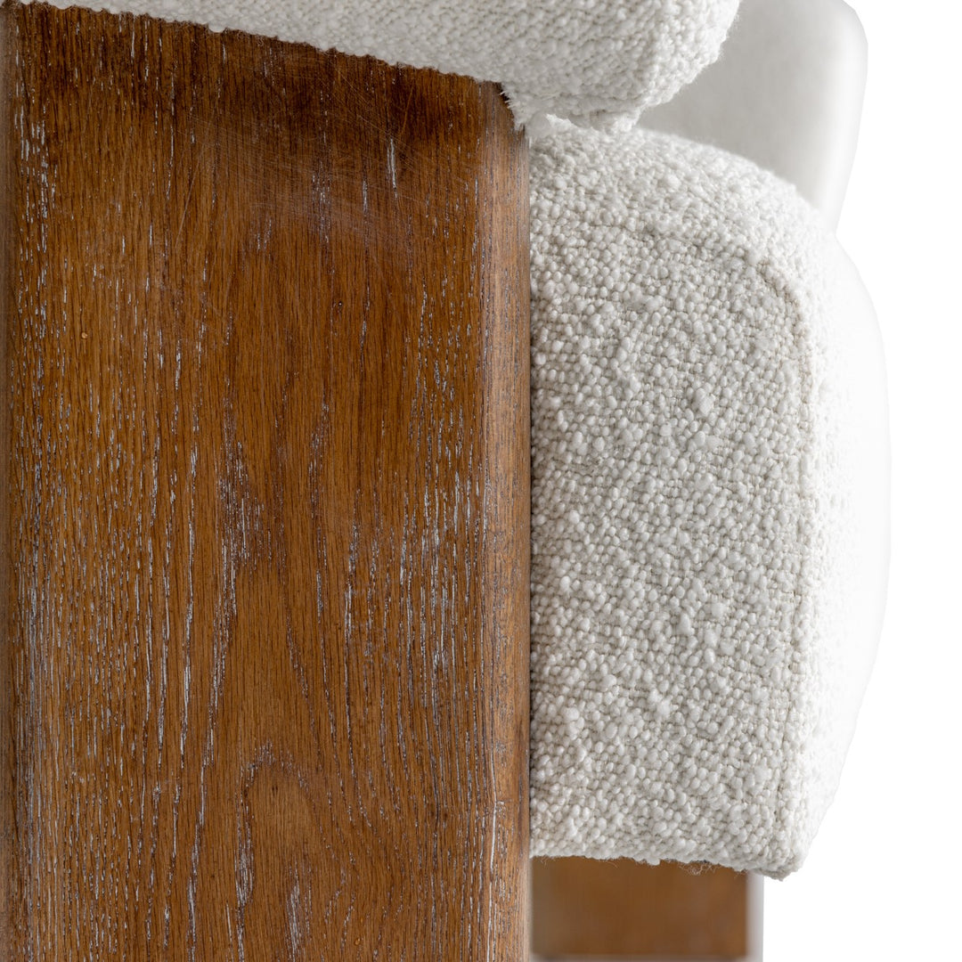 Aledo  Modern OffWhite Fabric + Oak Loveseat