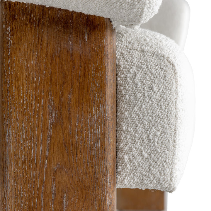 Aledo  Modern OffWhite Fabric + Oak Loveseat