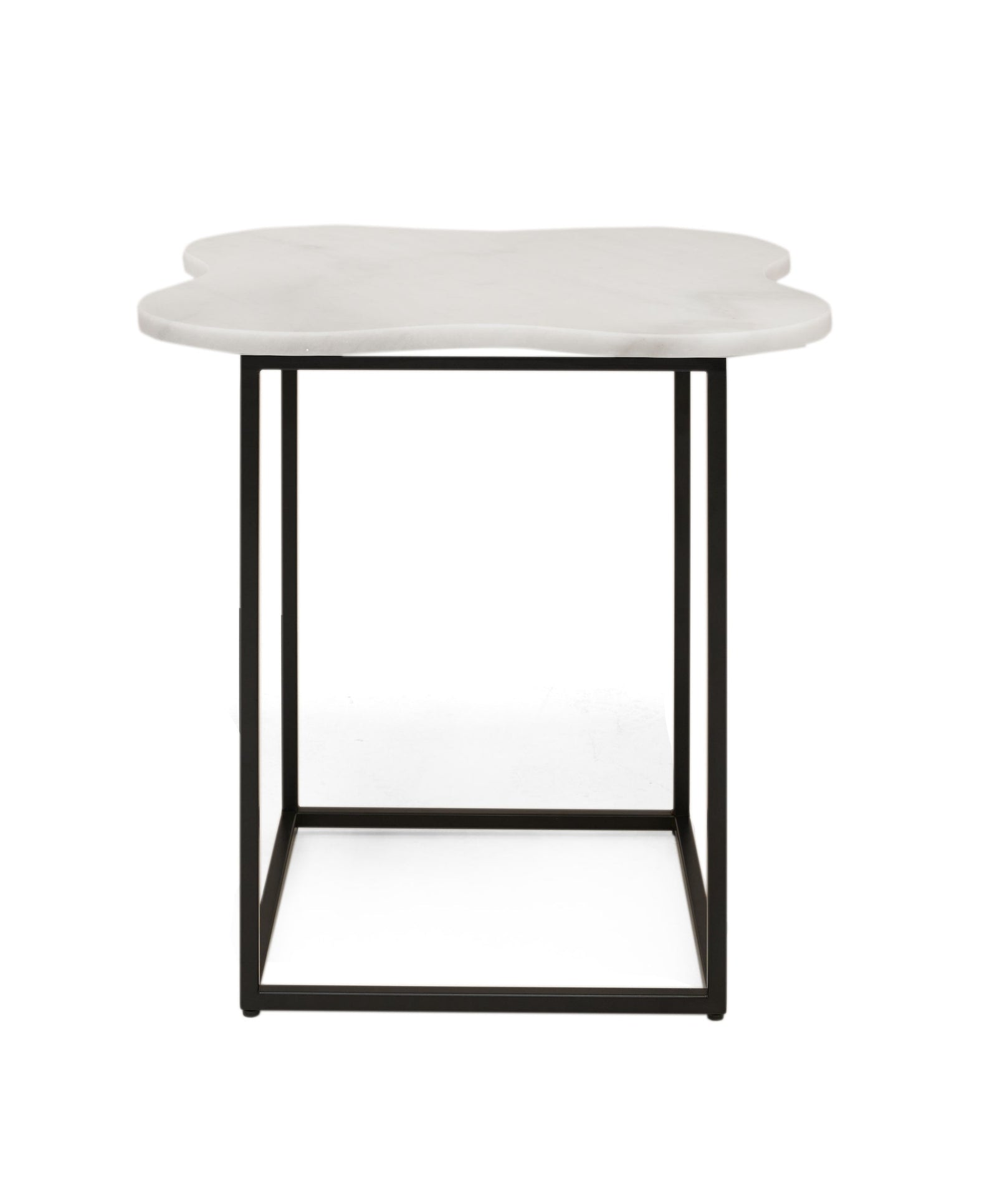 Aleidy - White Marble  Black Metal End Table