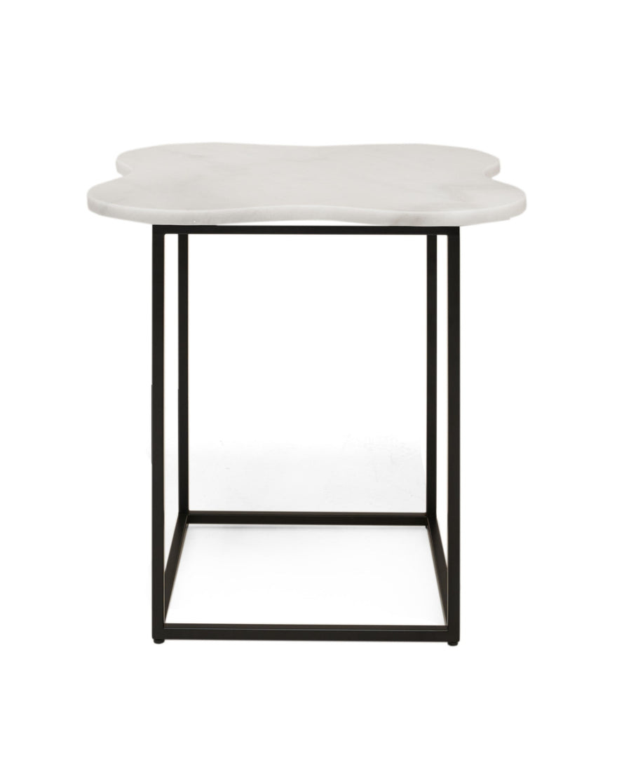 Aleidy - White Marble  Black Metal End Table