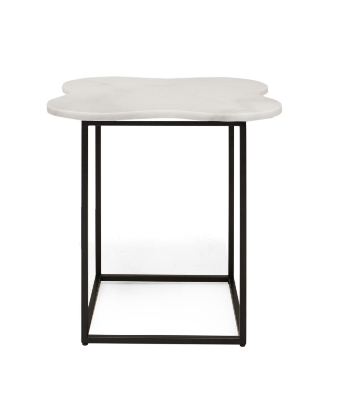 Aleidy  White Marble + Black Metal End Table