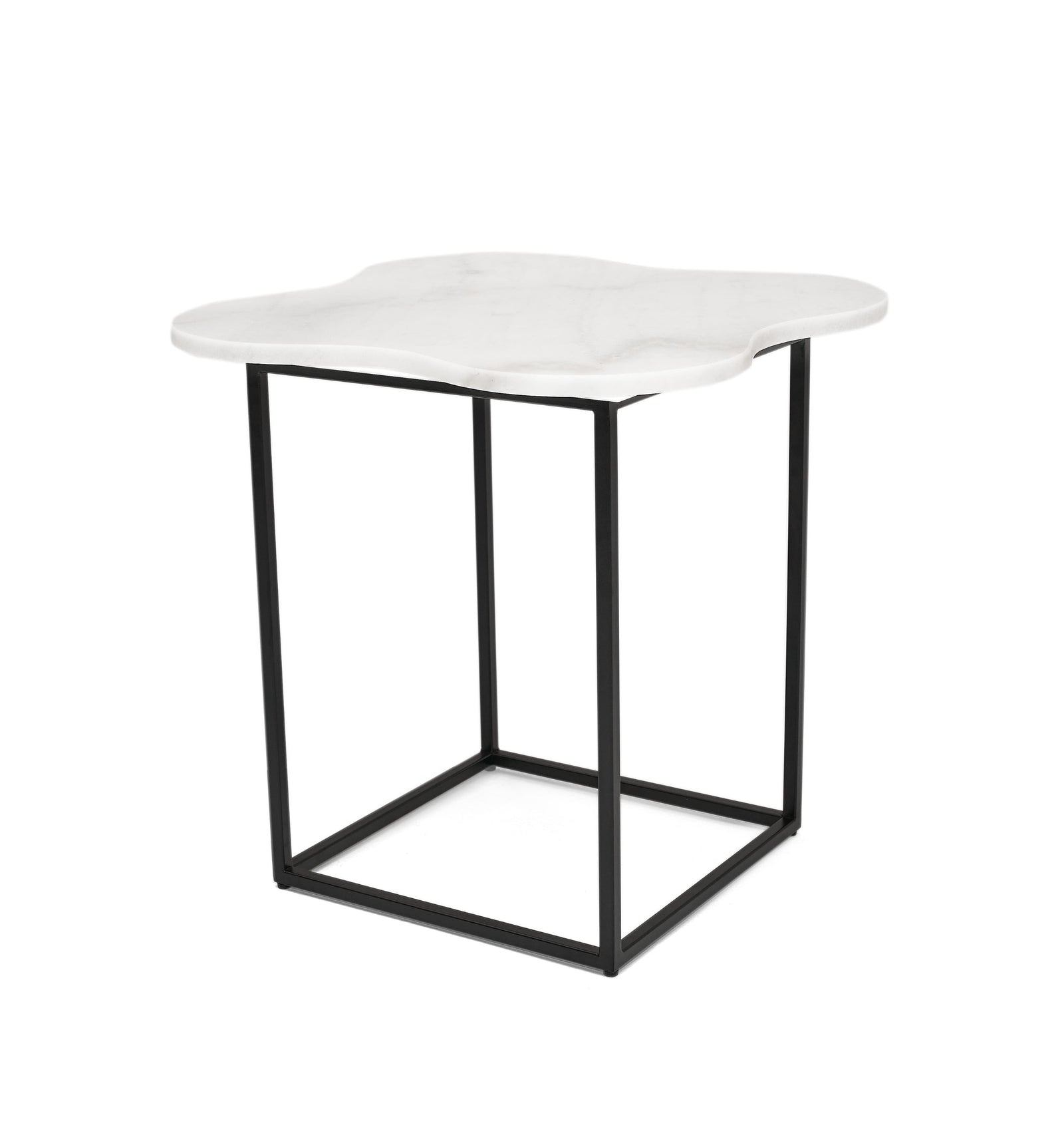 Aleidy - White Marble  Black Metal End Table