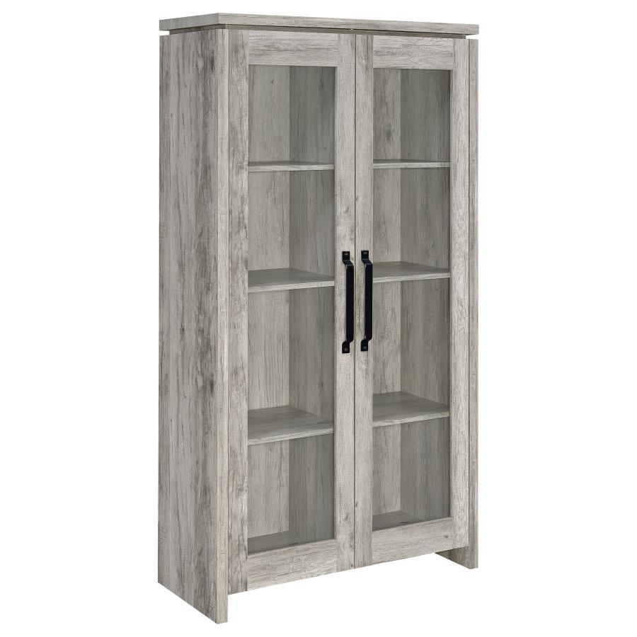 Alejo - 2 Door Engineered Wood Tall Cabinet - Gray Driftwood Curio Cabinet modern furniture Contempo Furniture