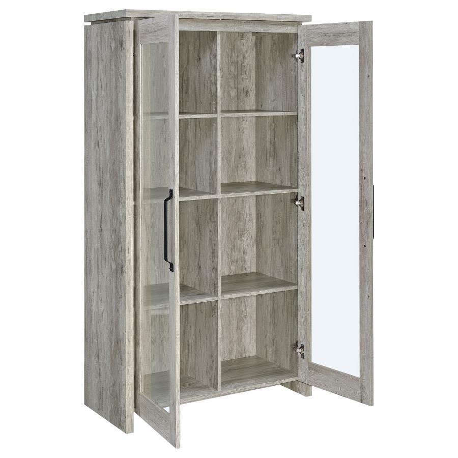Alejo - 2 Door Engineered Wood Tall Cabinet - Gray Driftwood Curio Cabinet modern furniture Contempo Furniture