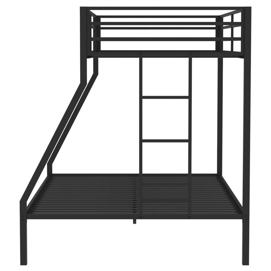 Alevera - Metal Twin Over Full Bunk Bed With Ladder - Black Bunk Bed modern furniture Contempo Furniture