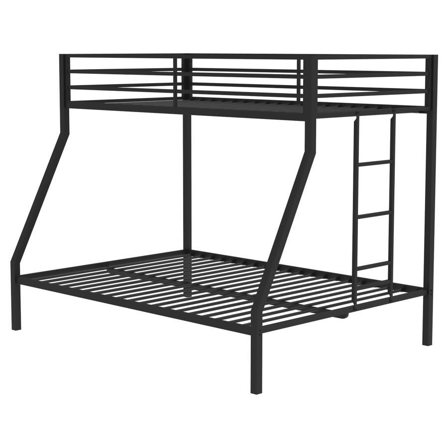 Alevera - Metal Twin Over Full Bunk Bed With Ladder - Black Bunk Bed modern furniture Contempo Furniture